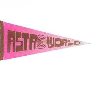NWOT - Travis Scott 2021 ASTROWORLD Tour Pennant Flag - 24” Pink/Brown Flag